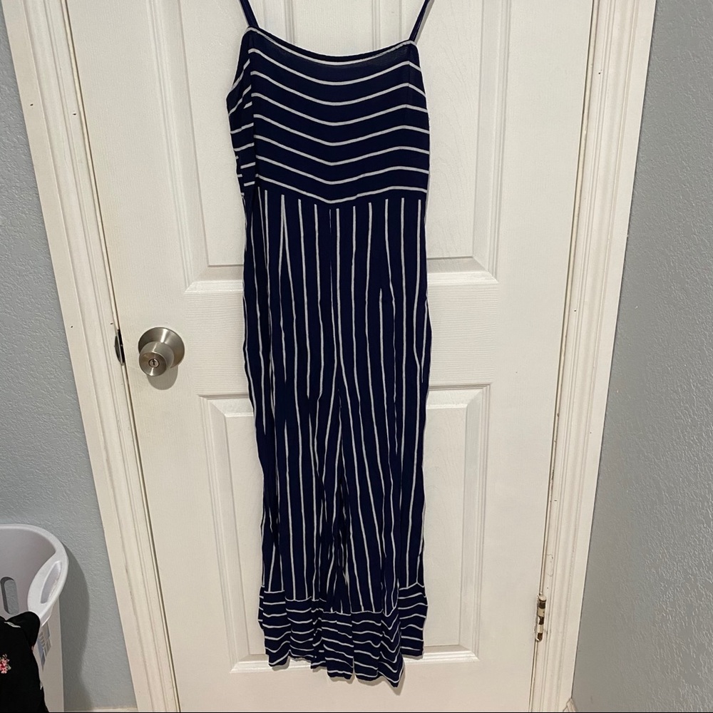 Navy Blue & Striped Jumpsuit